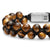 Spiritual Beads Two Row Woven Bracelet with Tiger's Eye, Black Nylon and Sterling Silver, 8mm