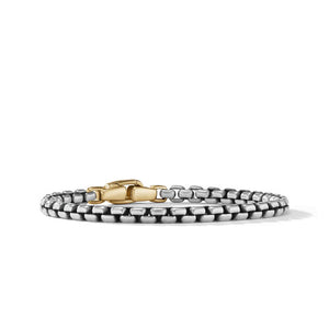 Box Chain Bracelet in Sterling Silver with 14K Yellow Gold, Size Medium