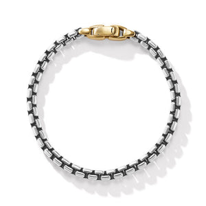 Box Chain Bracelet in Sterling Silver with 14K Yellow Gold, Size Medium