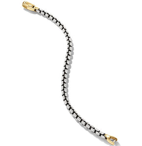 Box Chain Bracelet in Sterling Silver with 14K Yellow Gold, Size Medium