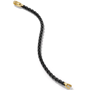 Box Chain Bracelet in Stainless Steel and 14K Yellow Gold