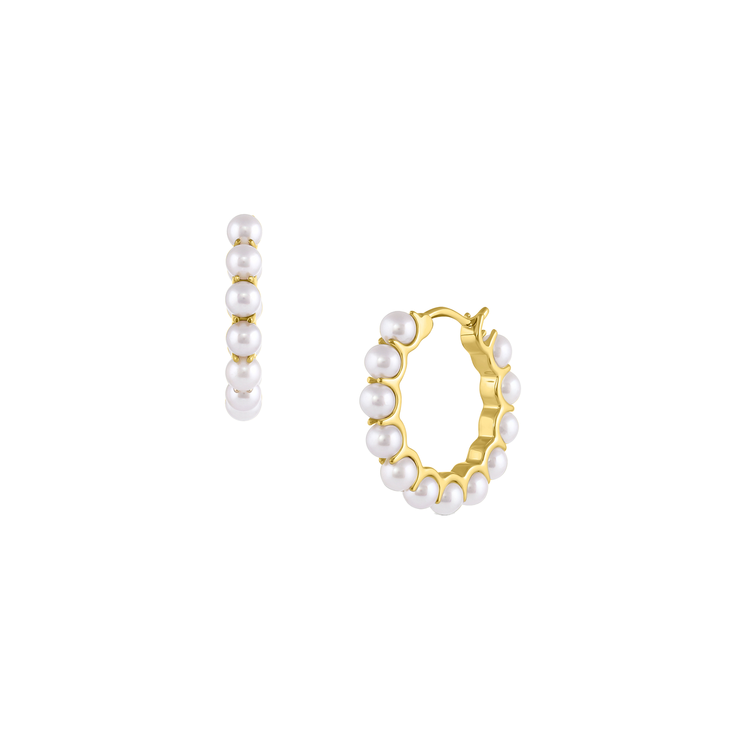 Sabel Collection Yellow Gold Small Pearl Hoop Earrings