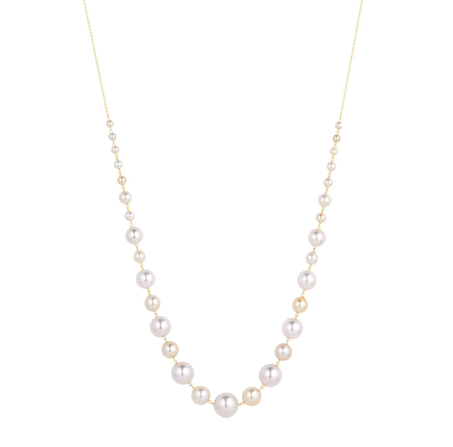 Sabel Collection Yellow Gold Akoya Multicolor Pearl Necklace