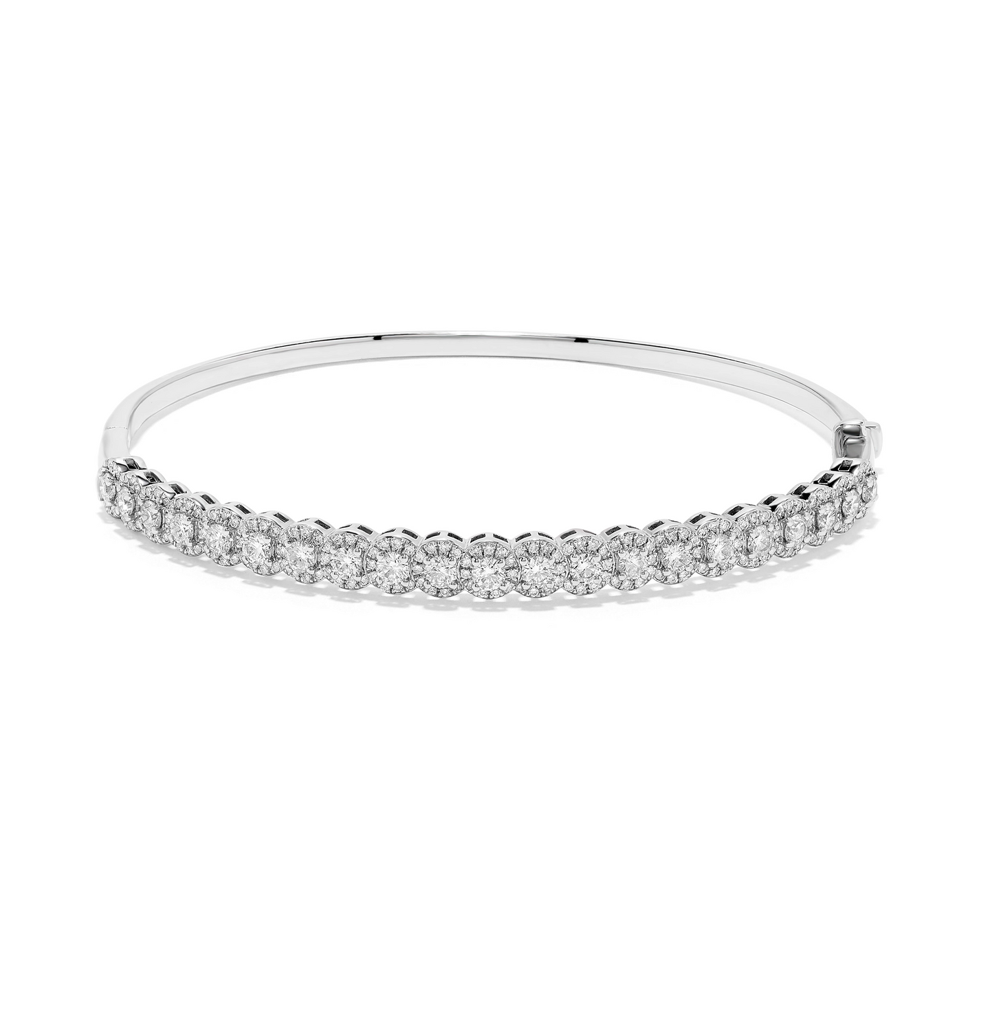 Sabel Collection White Gold Round Diamond Halo Stations Bangle
