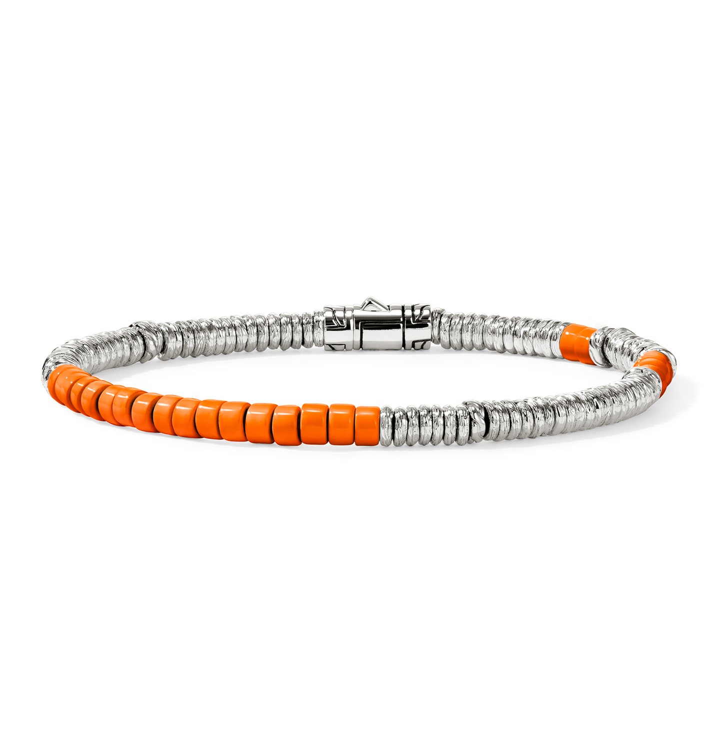 John Hardy Heishi Sterling Silver Orange Enamel Bracelet