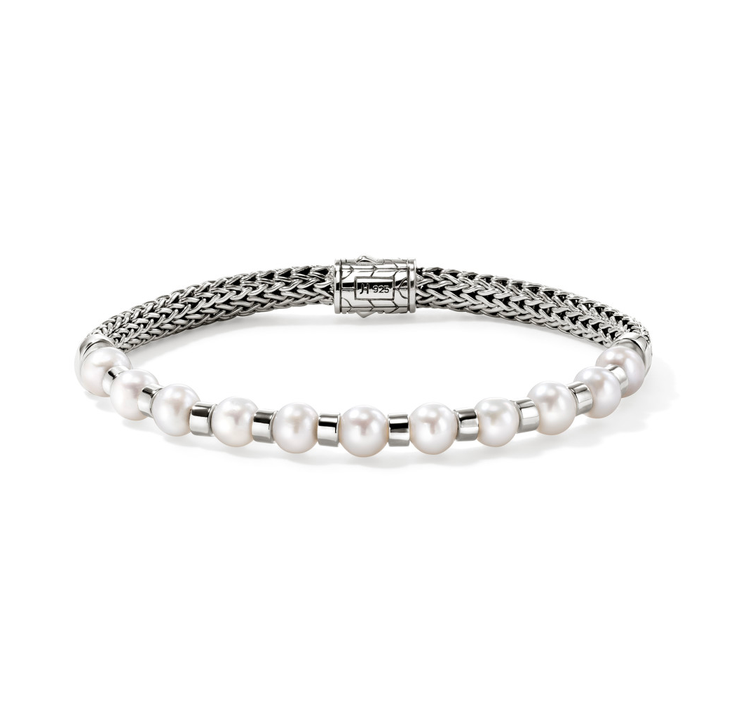 John Hardy Essentials Sterling Silver Pearl Station Bracelet
