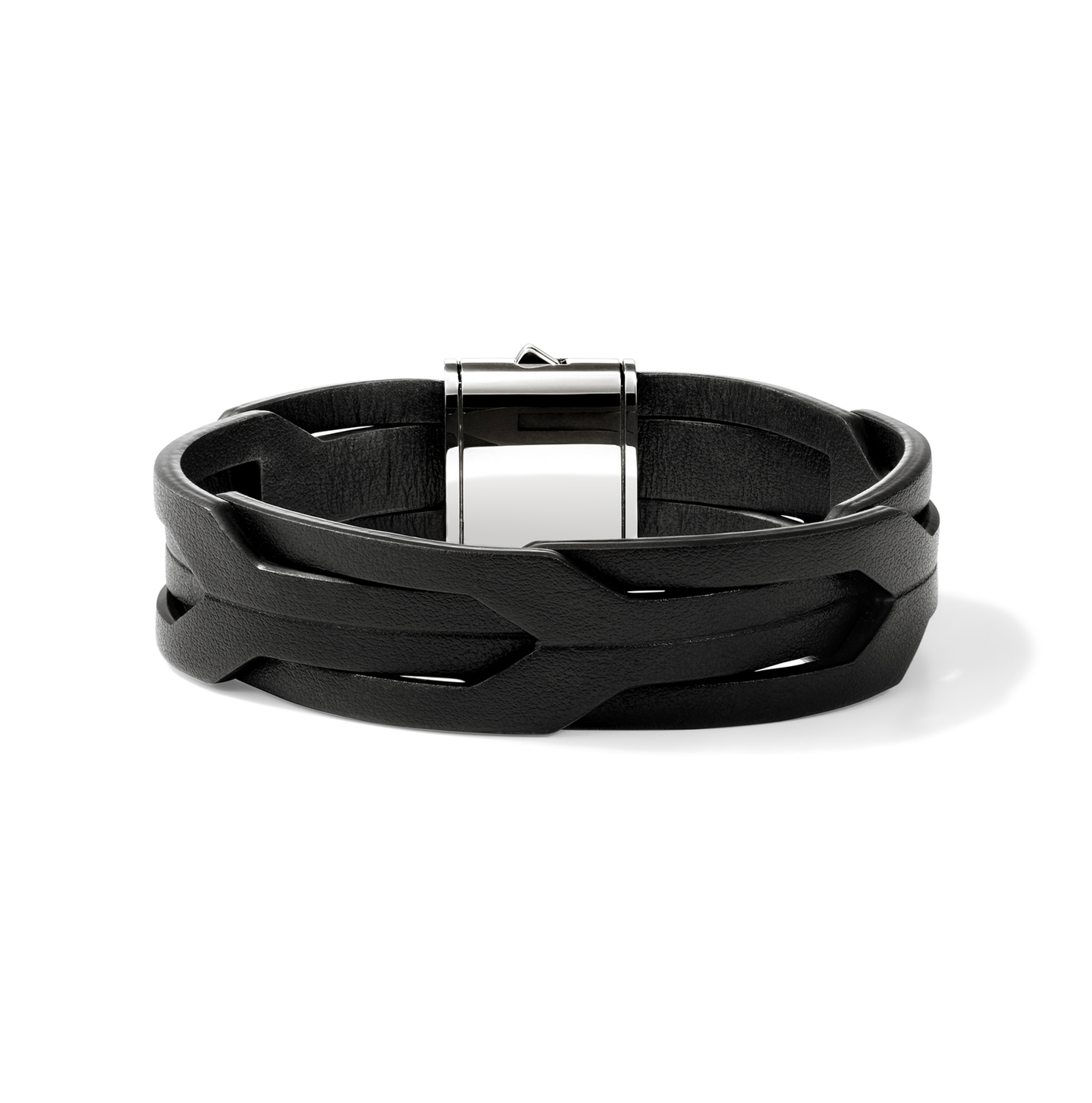 John Hardy Icon 50 Sterling Silver and Black Leather Bracelet