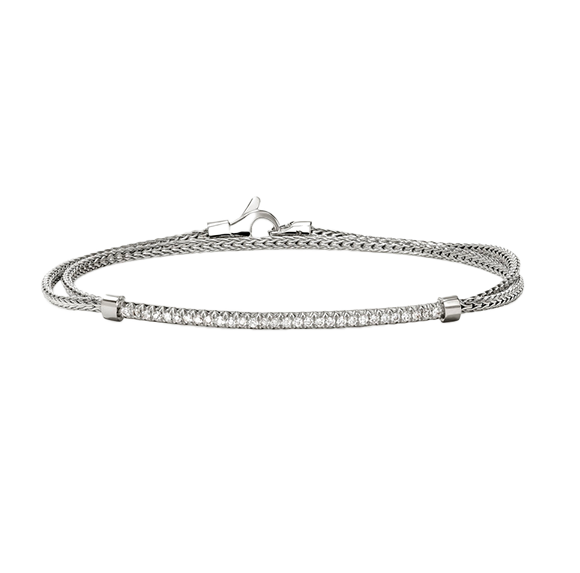 John Hardy Essentials Sterling Silver Pave Diamond Bracelet