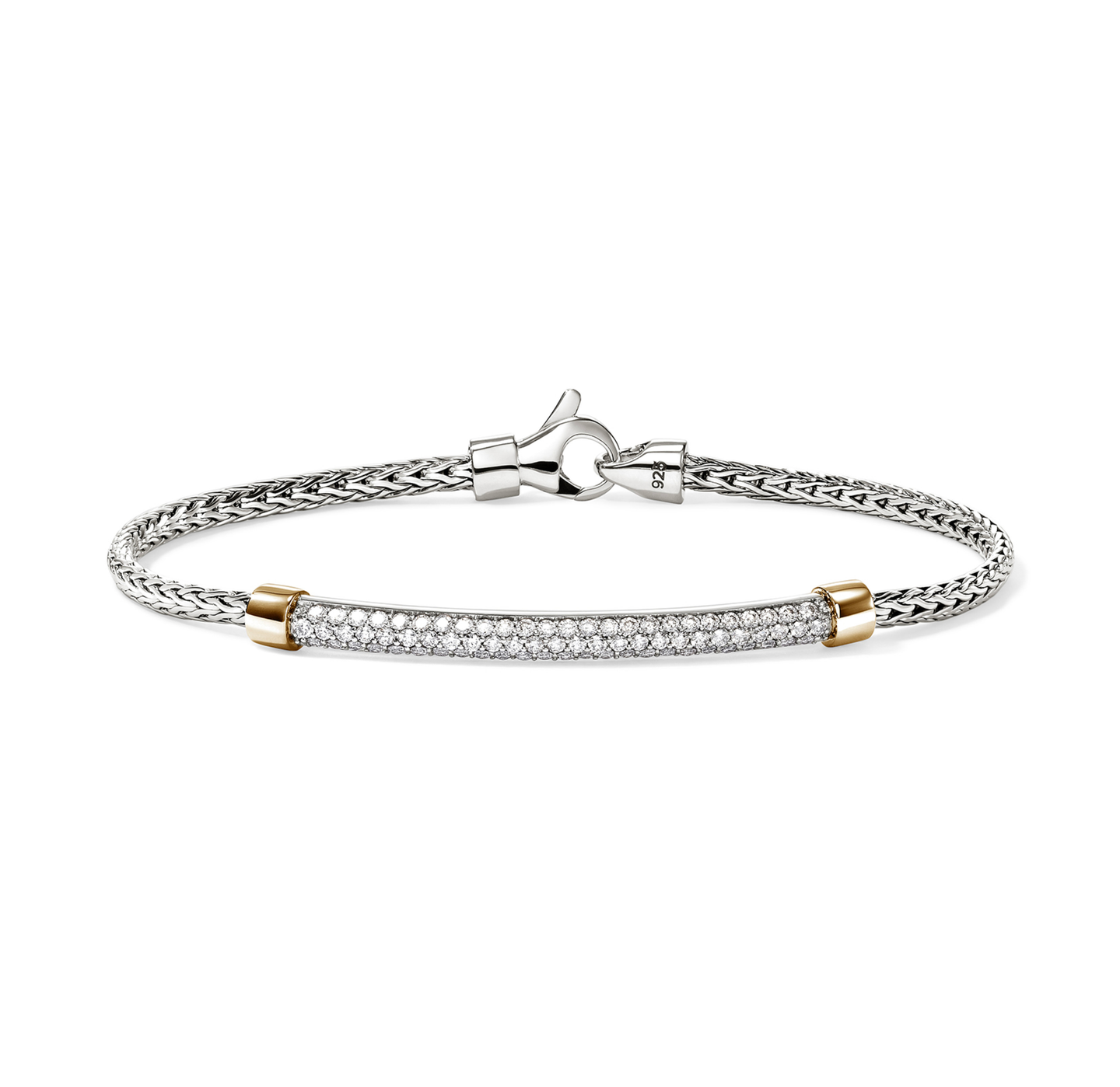 John Hardy Essentials Mixed Metals Pavé Diamond Bar Bracelet
