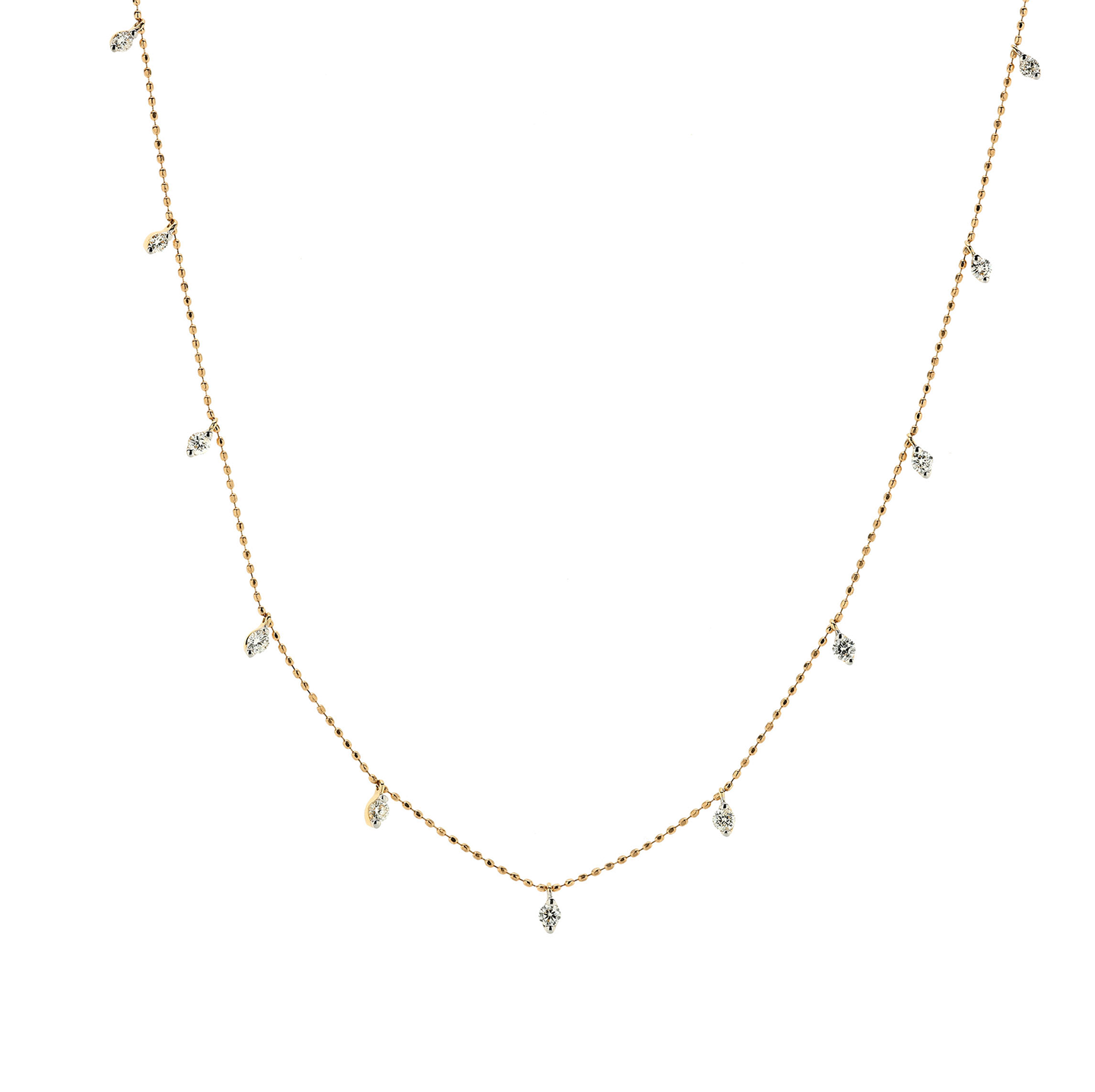 Sabel Collection Diamond Dangle Station Necklace in 14K Yellow Gold