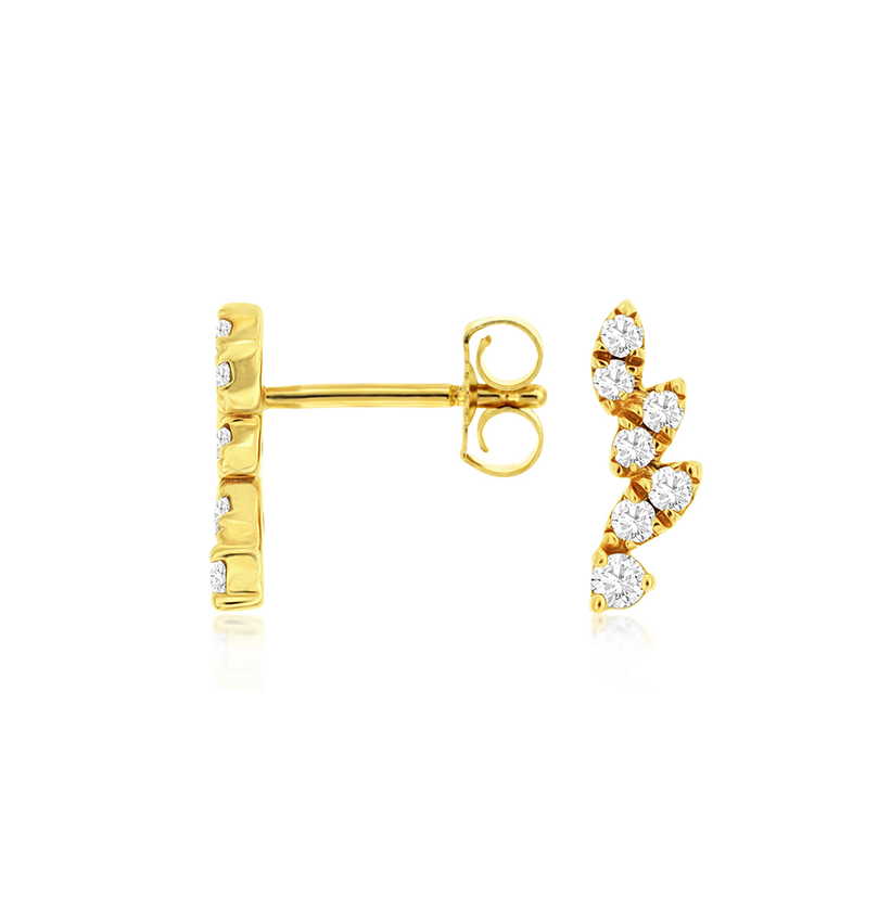 Sabel Collection Yellow Gold Cluster Diamond Climber Earrings