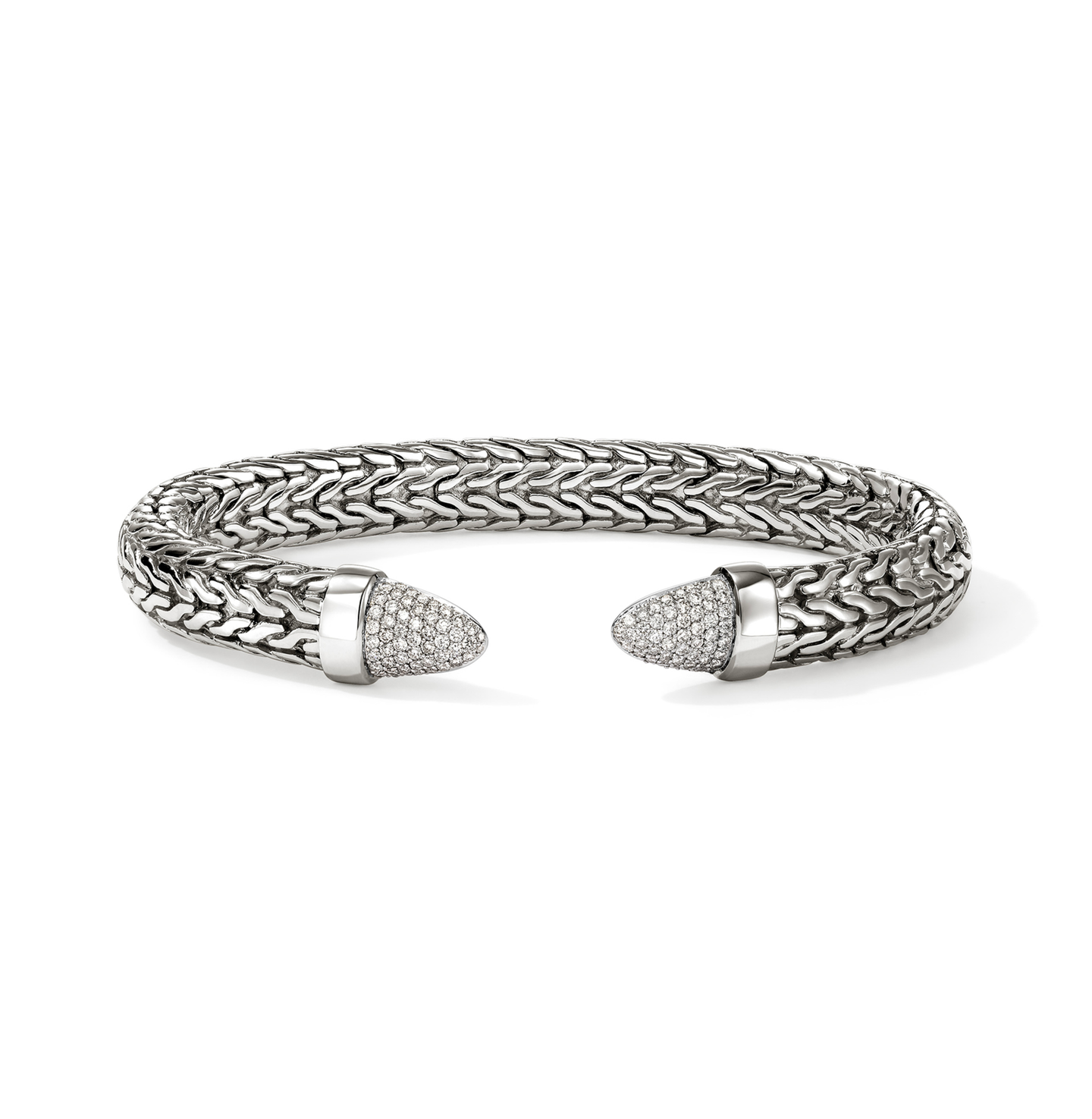 John Hardy Spear 50 Sterling Silver Flex Cuff with Diamonds