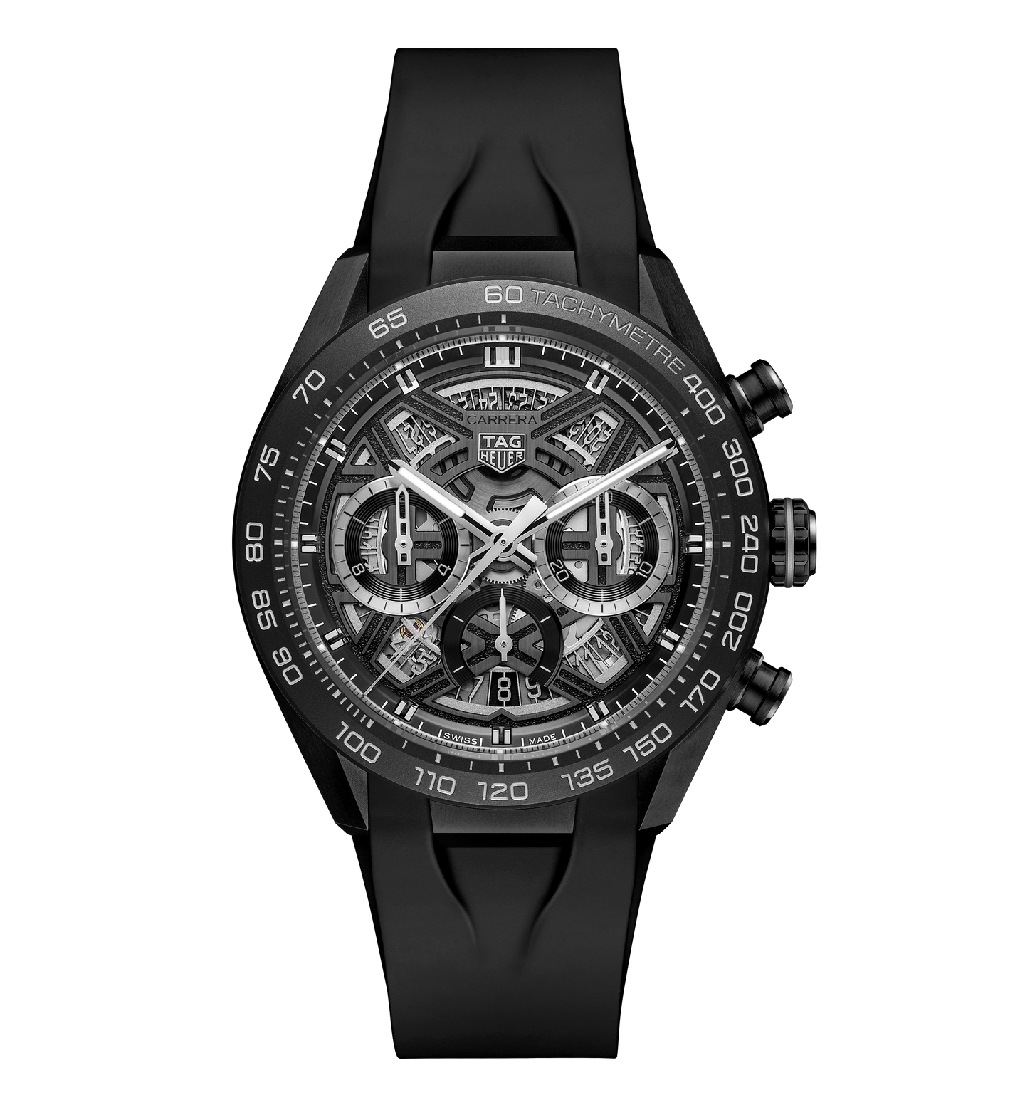 Tag heuer carrera black rubber strap hot sale