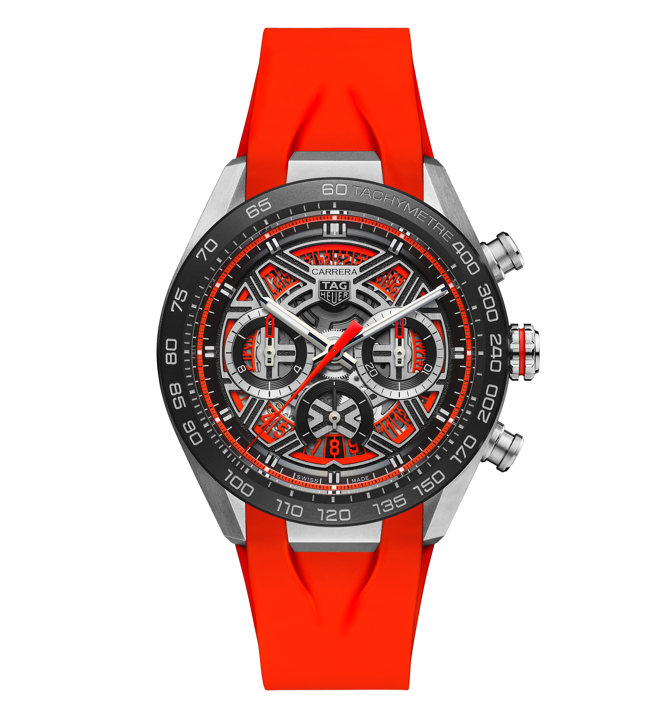 TAG HEUER オレンジ ラバーベルト 時計 22mm 腕時計 シリコン ラバーベルト オレンジ Dバックル付属 穴