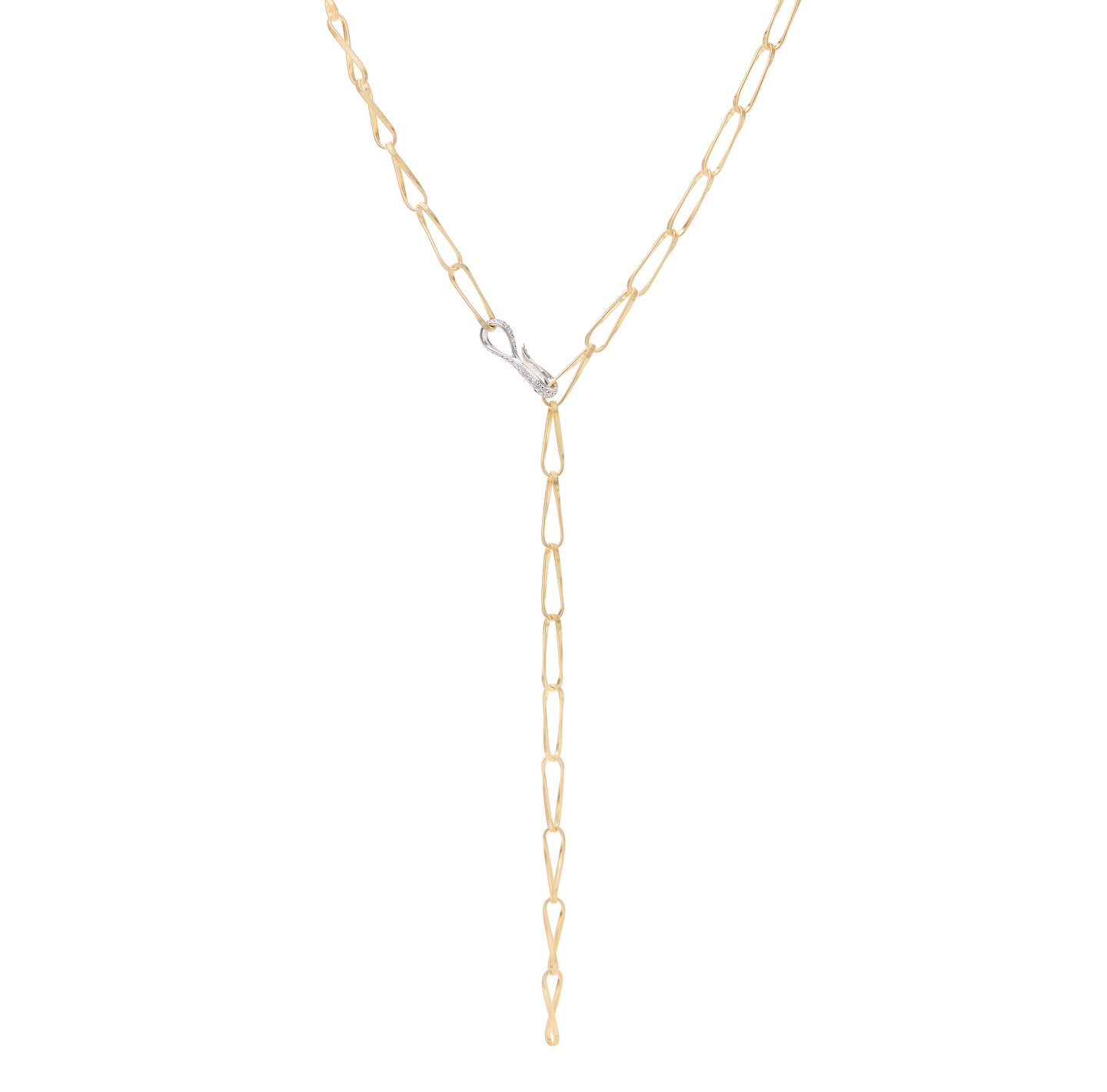 Marco Bicego Marrakech Onde Yellow Gold Twisted Coil Link Lariat with Diamond Clasp