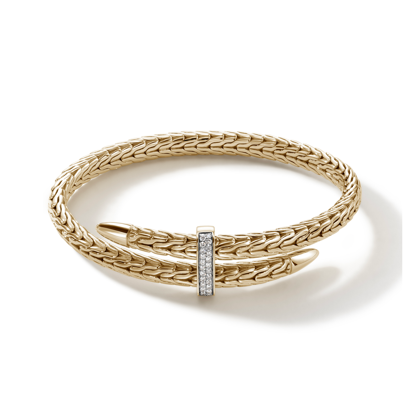 John Hardy Classic Chain Gold Diamond Pave Bypass Flex Cuff