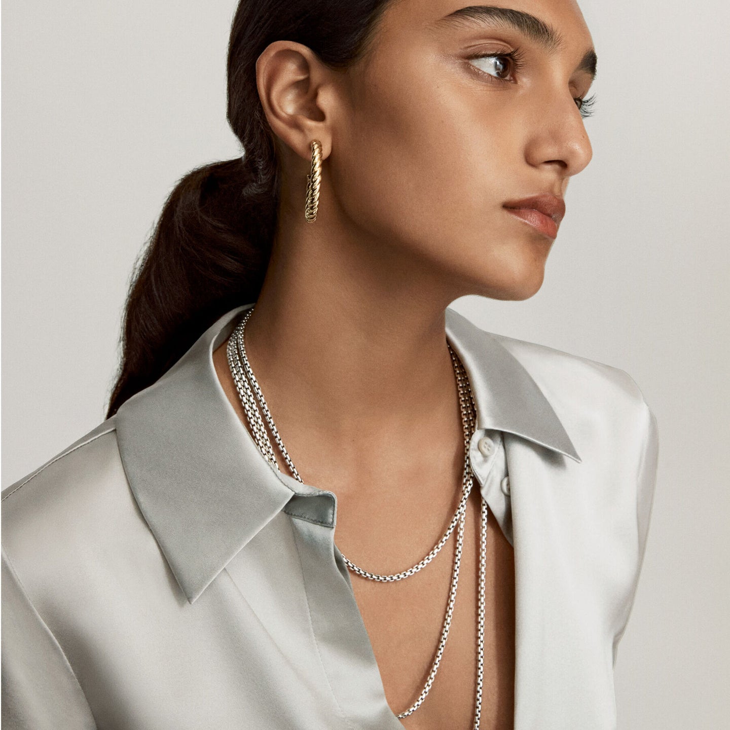 Box Chain Necklace with Gold, 18