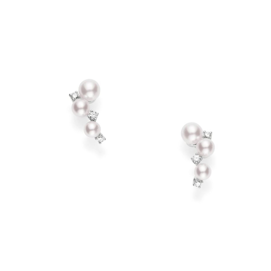 Mikimoto Bubbles Akoya and Diamond Climber Earrings