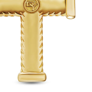 Chevron Cross Pendant in 18K Yellow Gold with Diamonds, 32.6mm