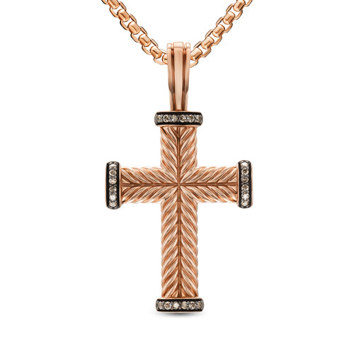 Chevron Cross in Rose Gold with Cognac Diamonds