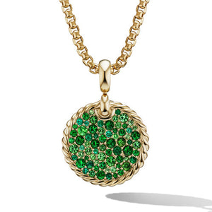 DY Elements Earth Pendant in 18K Yellow Gold with Pavé Tsavorite and Emeralds