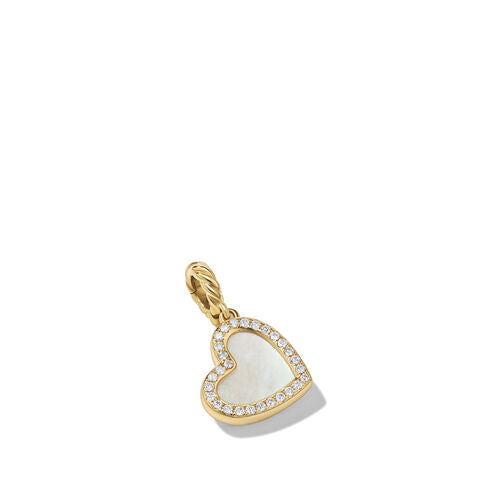 DY Elements Heart Pendant in 18K Yellow Gold with Mother of Pearl and Pavé Diamonds