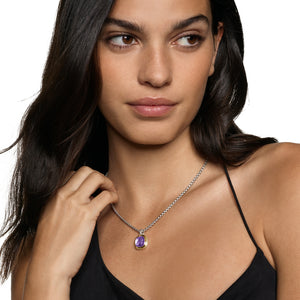 Albion Pendant in Sterling Silver with 18K Yellow Gold and Amethyst, 11mm