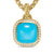 Albion Pendant in 18K Yellow Gold with Turquoise and Diamonds, 11mm
