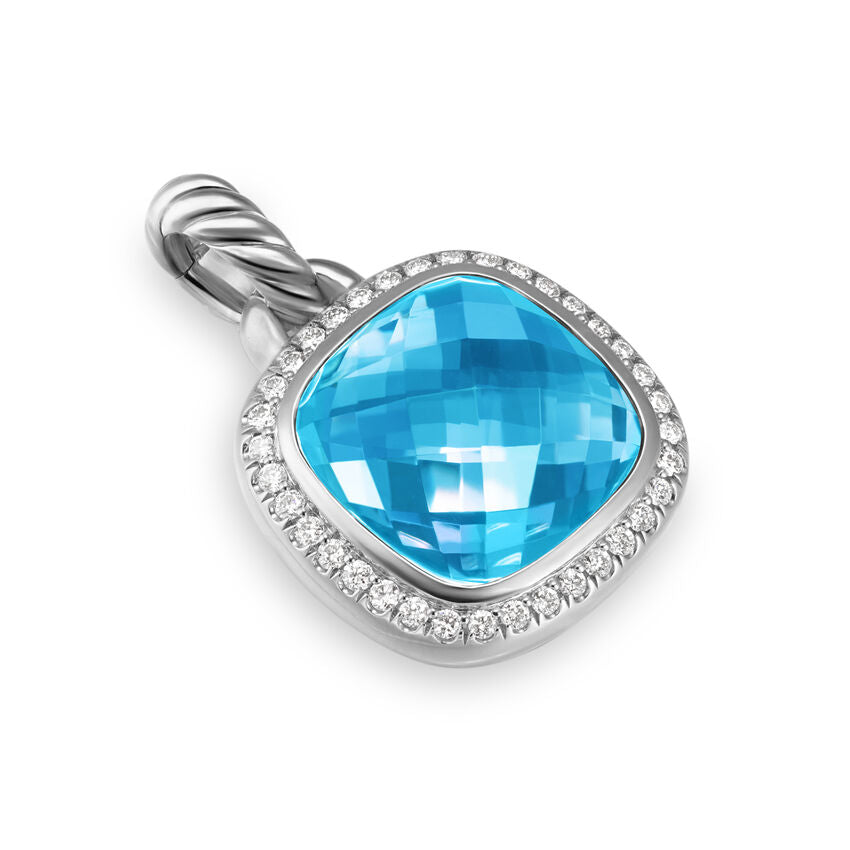 Albion Pendant in Sterling Silver with Blue Topaz and Diamonds, 11mm