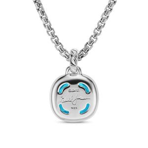 Albion Pendant in Sterling Silver with Blue Topaz and Diamonds, 11mm