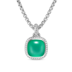Albion Pendant in Sterling Silver with Lagoon Orchid and Diamonds, 11mm