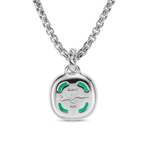 Albion Pendant in Sterling Silver with Lagoon Orchid and Diamonds, 11mm