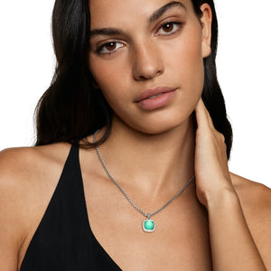 Albion Pendant in Sterling Silver with Lagoon Orchid and Diamonds, 11mm