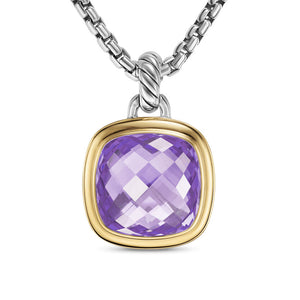 Albion Pendant in Sterling Silver with 18K Yellow Gold and Amethyst, 15mm