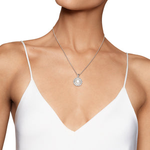 Pearl Classics Cable Halo Amulet in Sterling Silver with Diamonds