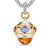 Renaissance Amulet in Sterling Silver with 14K Yellow Gold, Madeira Citrine, Tanzanite and Rhodolite Garnet, 29mm