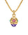 Renaissance Amulet in 18K Yellow Gold with Amethyst, Pink Tourmaline and Tsavorites, 29mm