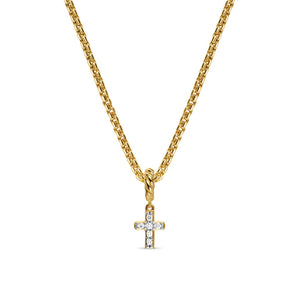 Micro Pavé Cross Amulet in 18K Yellow Gold with Diamonds, 8mm