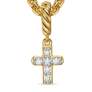 Micro Pavé Cross Amulet in 18K Yellow Gold with Diamonds, 8mm