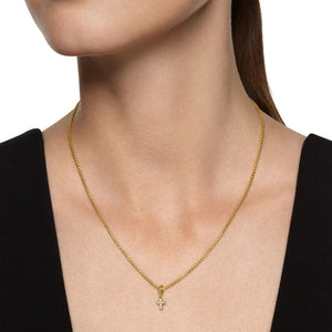 Micro Pavé Cross Amulet in 18K Yellow Gold with Diamonds, 8mm