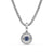 Evil Eye Amulet in Sterling Silver with Light Blue Sapphires, Black Diamonds and Diamonds, 12.6mm
