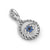 Evil Eye Amulet in Sterling Silver with Light Blue Sapphires, Black Diamonds and Diamonds, 12.6mm