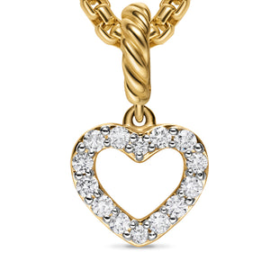 Micro Pavé Open Heart Amulet in 18K Yellow Gold with Diamonds, 6.8mm