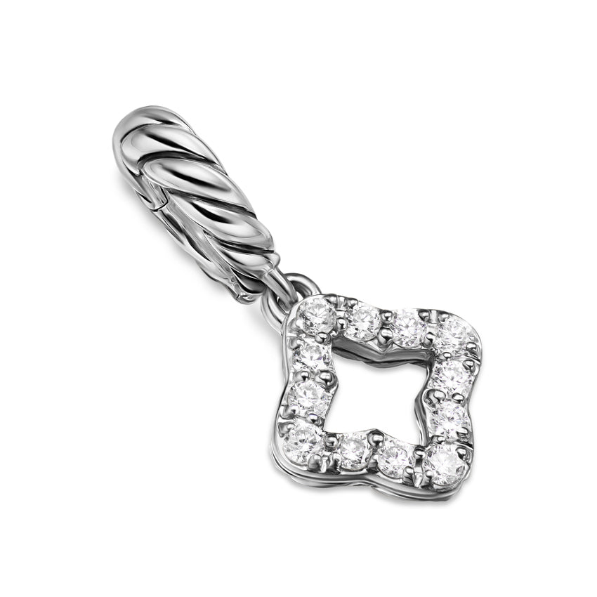 Micro Pavé Quatrefoil Amulet in Sterling Silver with Diamonds, 7.4mm