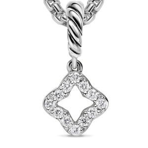 Micro Pavé Quatrefoil Amulet in Sterling Silver with Diamonds, 7.4mm