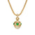 Renaissance Pavé Amulet in 18K Yellow Gold with Emeralds and Diamonds, 26mm