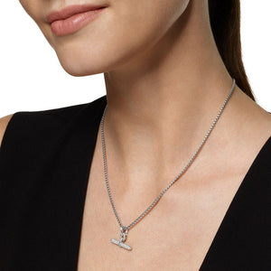 DY Madison Toggle Pendant in Sterling Silver with Diamonds, 20mm