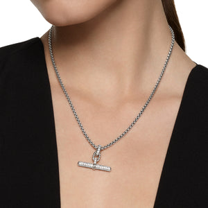 DY Madison Toggle Pendant in Sterling Silver with Diamonds, 29mm
