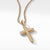 Chevron Sculpted Cross Pendant in 18K Yellow Gold with Pavé Diamonds