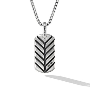 Chevron Tag in Sterling Silver with Black Onyx, 27mm